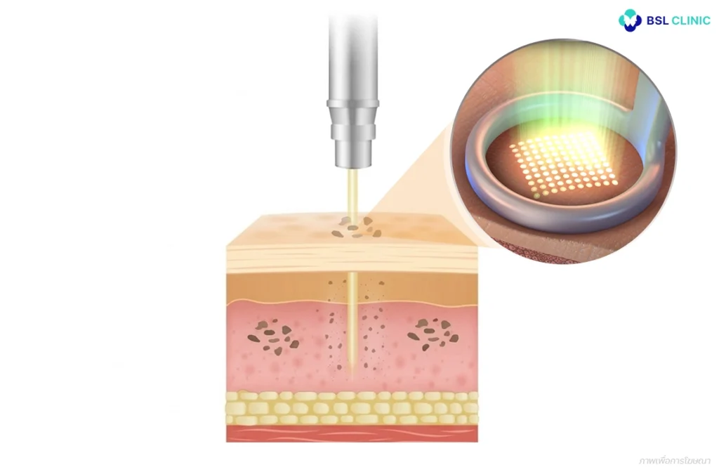 Pico Laser ใช้แรงสั่นสะเทือน เม็ดสีแตกออกอย่างละเอียด