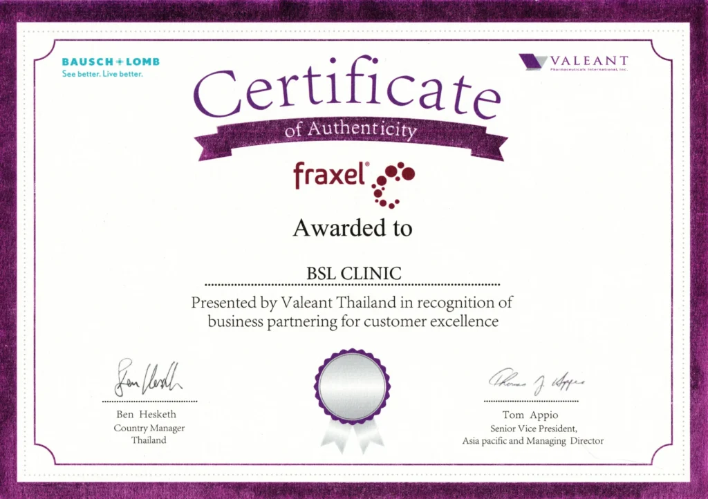 Certificate Fraxel